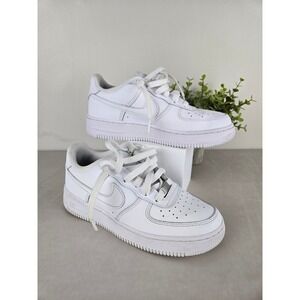 Nike‎ Air Force 1 Low White Leather Kids Sneakers Shoes CW1573-100 Sz 3.5Y
